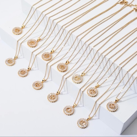 3/$30 💛 Initial Rhinestone Charm Necklace - Picture 2 of 16